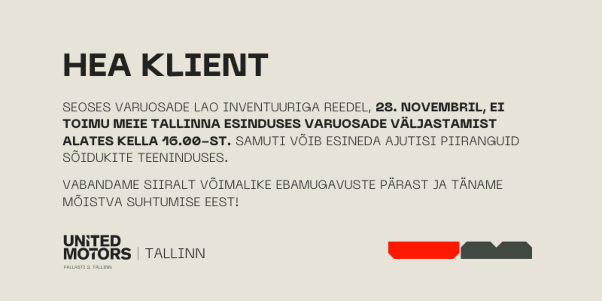 VO inventuur | Tallinn | 28.11
