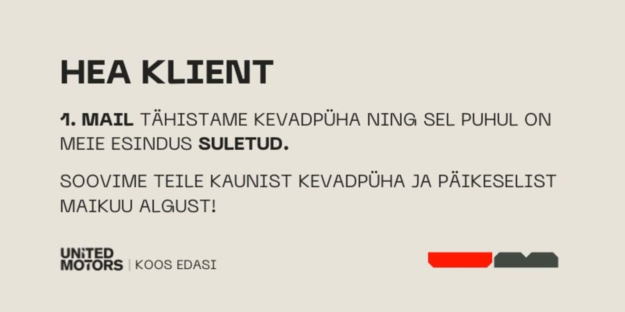 1. mai suletud